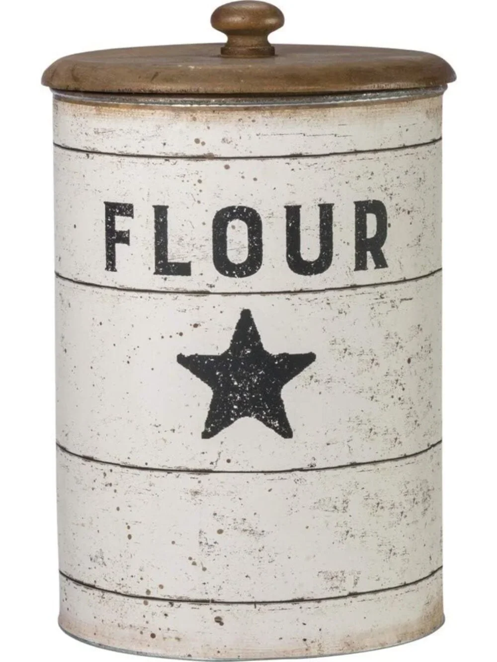Farmhouse Style Tin Canisters Set - Sugar, Coffee, Flour Storage Containers